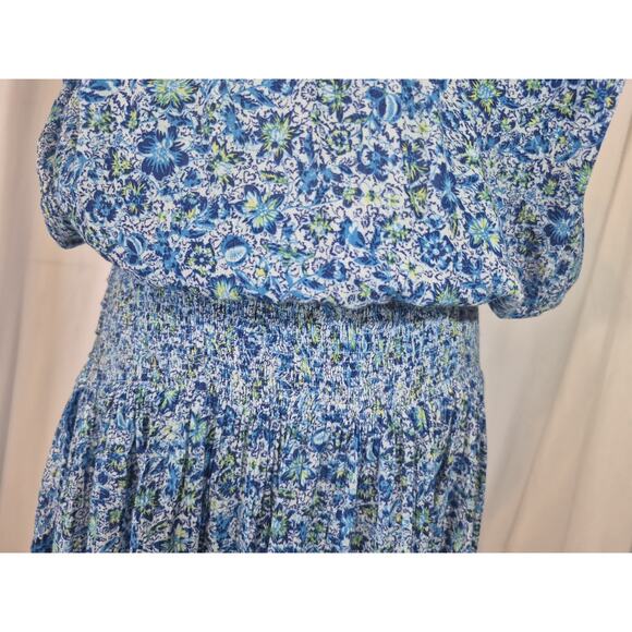 Poupette St. Barth Womens Estelle Blue Mayflower Mini Dress Medium - Picture 12 of 15